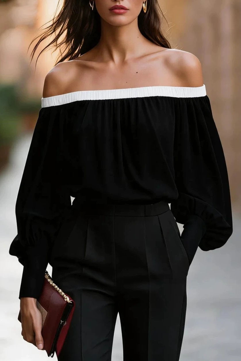 One Shoulder Off Shoulder Loose Hanging Lantern Sleeves