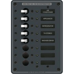 Blue Sea 8159 AC 8 Position 230v (European) Breaker Panel (White Switches)