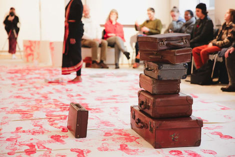 Anushiya Sundaralingam: Thappi Odu (Flee) performance at Ulster Museum, Belfast. Documented Tamil diaspora live art - photo 1