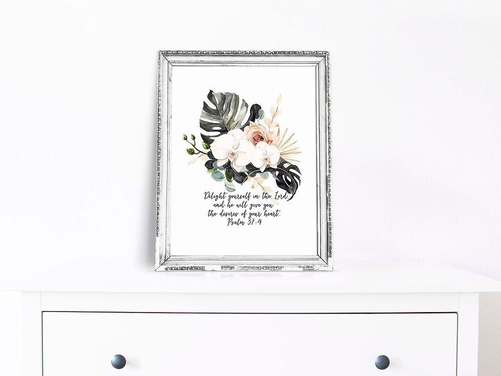 Thumbnail: Delight yourself in the Lord | Psalm 37v4 | printable art watercolor terracotta neutral decor