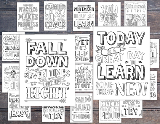 Growth mindset printable coloring pages, coloring posters