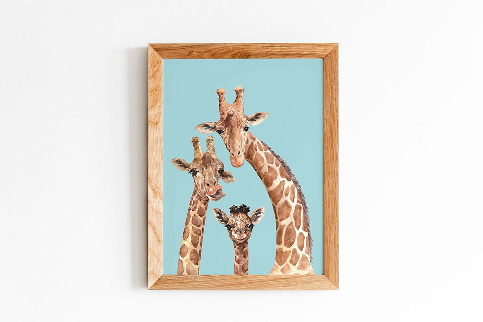 Thumbnail: Giraffe family, set of four watercolor printables, printable art, giraffes