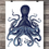 Thumbnail: Octopus Kraken printable wall art | Ink blue nautical art