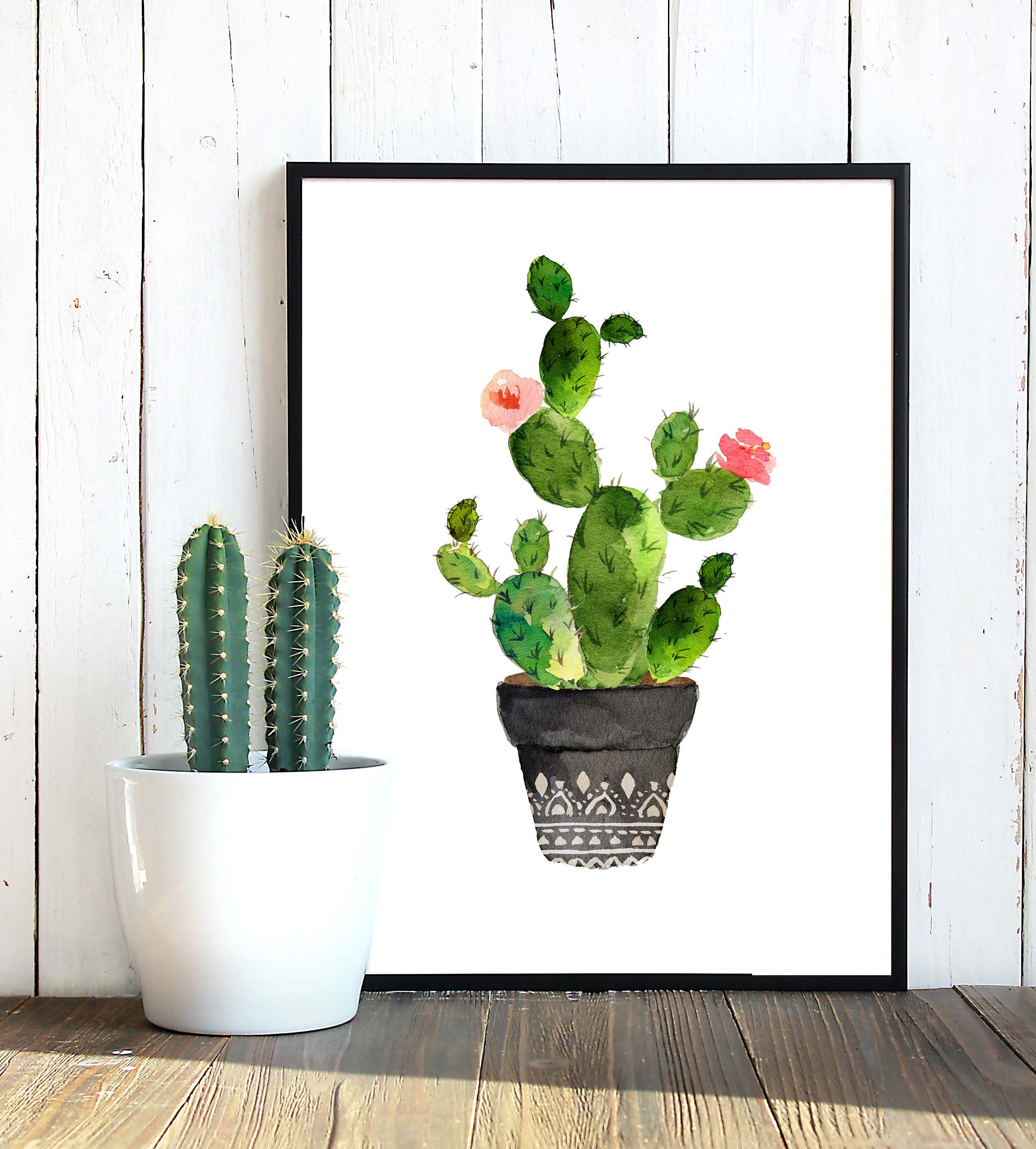 Cacti art print Printable art Watercolor cactus painting watercolor botanical decor Printable wall art watercolor cacti art h