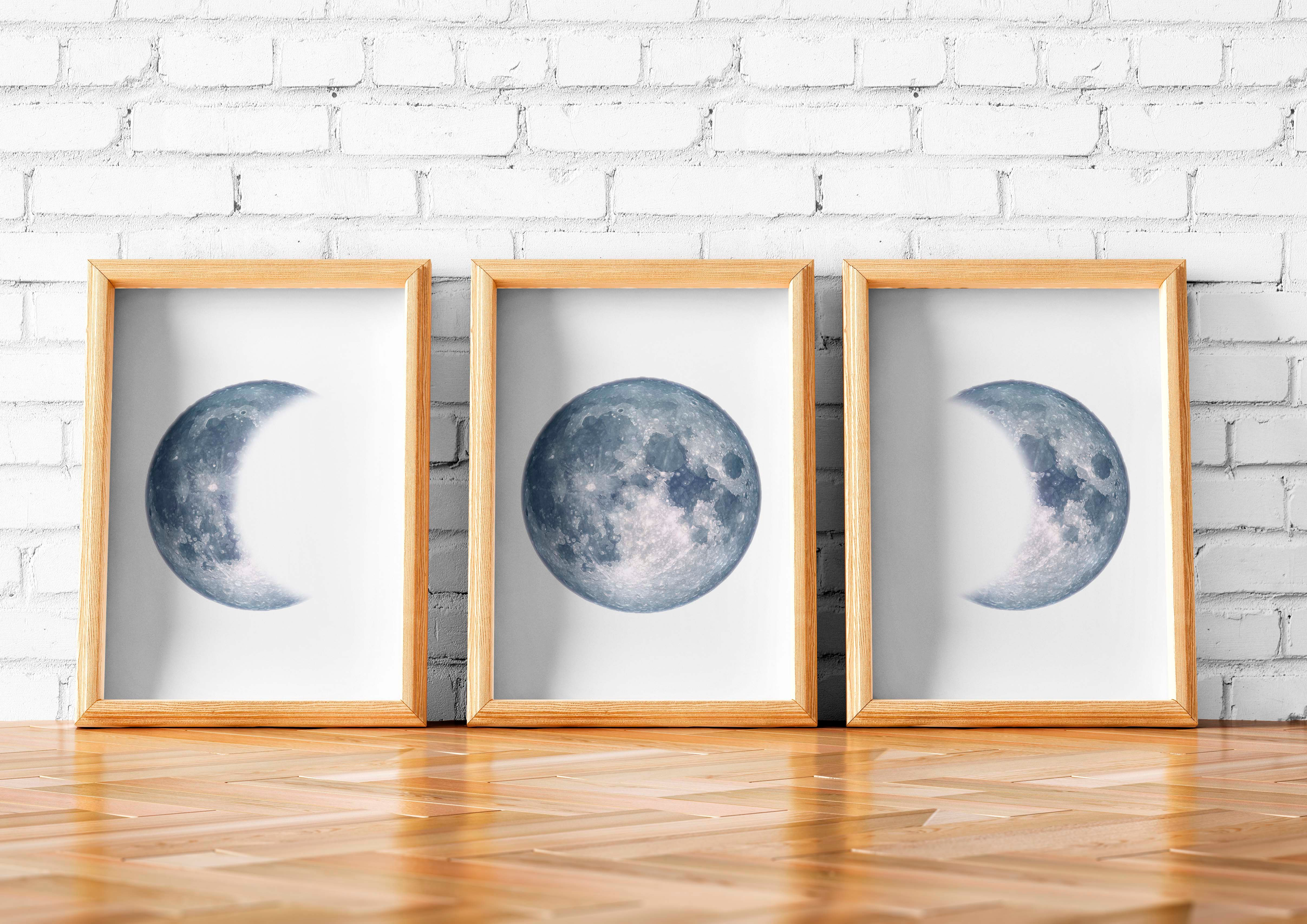 moon wall art, moon phases, full moon, watercolor moon, wall art, art print, instant download
