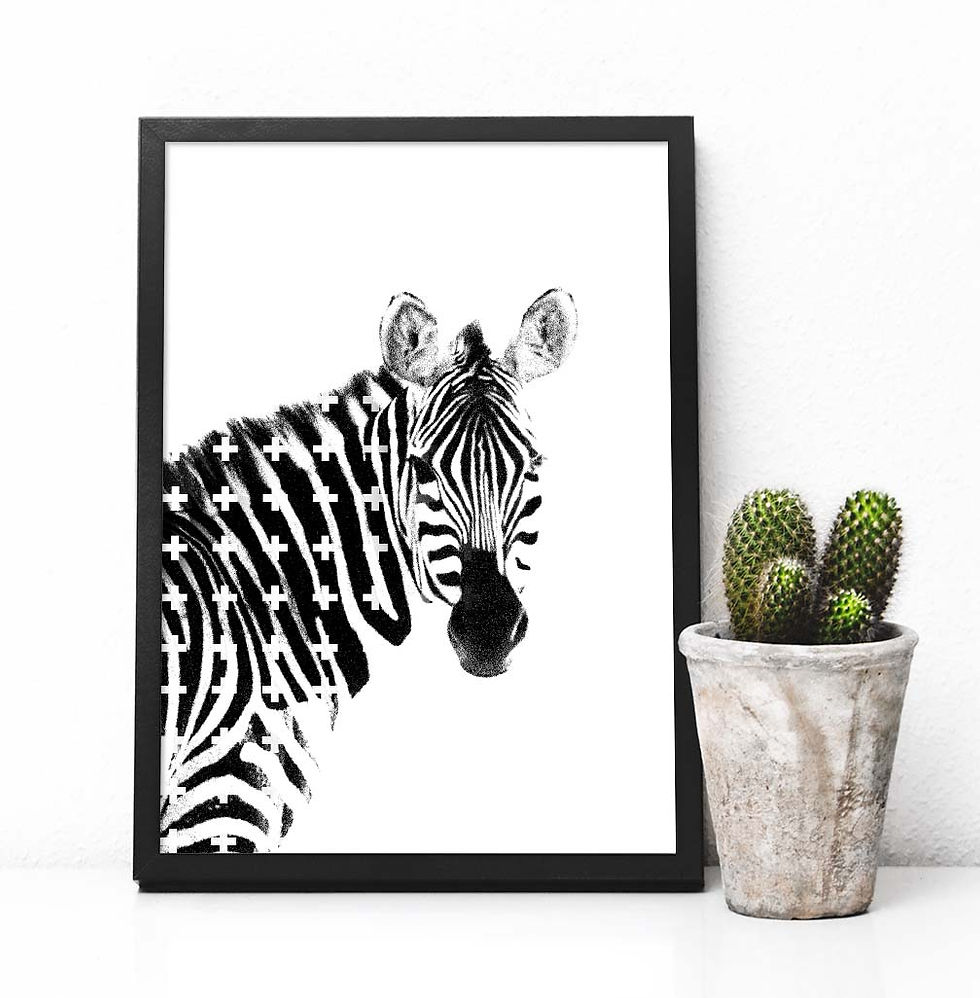 Thumbnail: zebra art print, printable art, artist poster print, minimalist black and white, zebra art