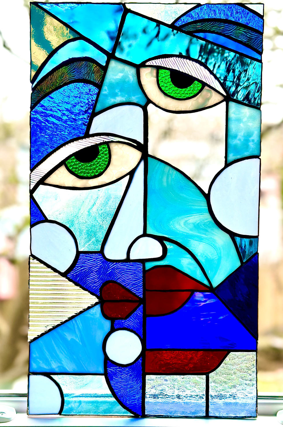 Picasso inspired stained glass panel