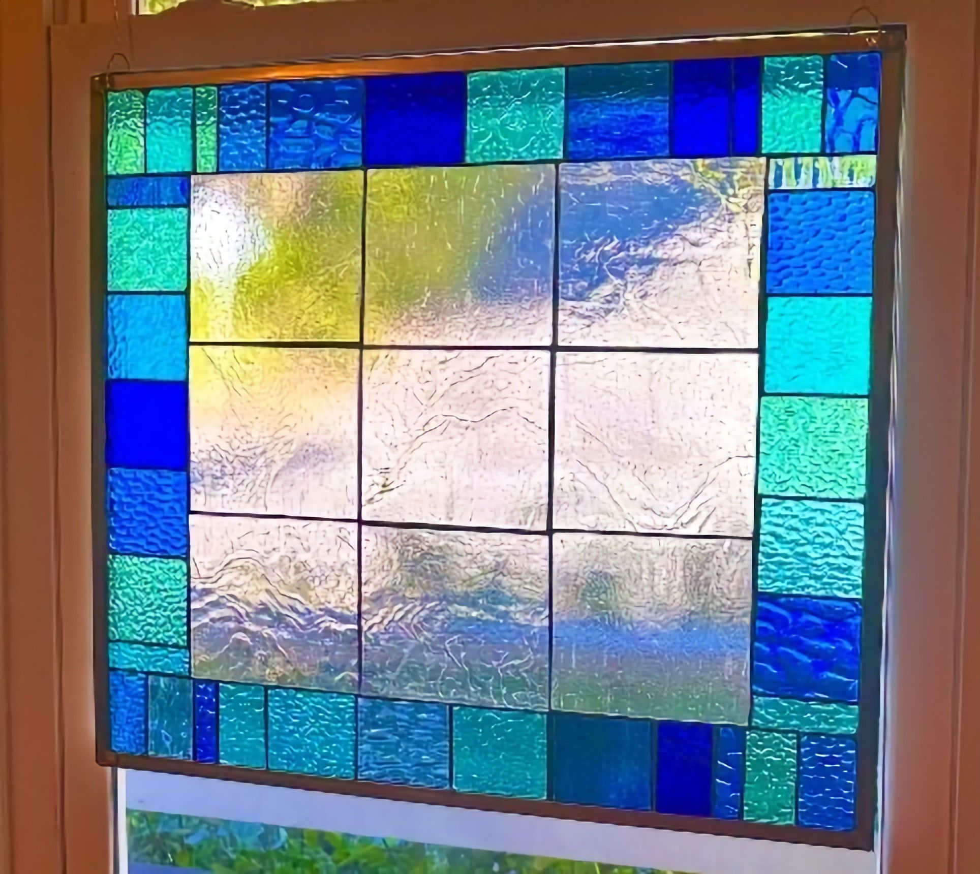 Stained glass panel for privacy