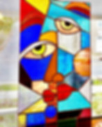 Picasso inspired stained glass panel