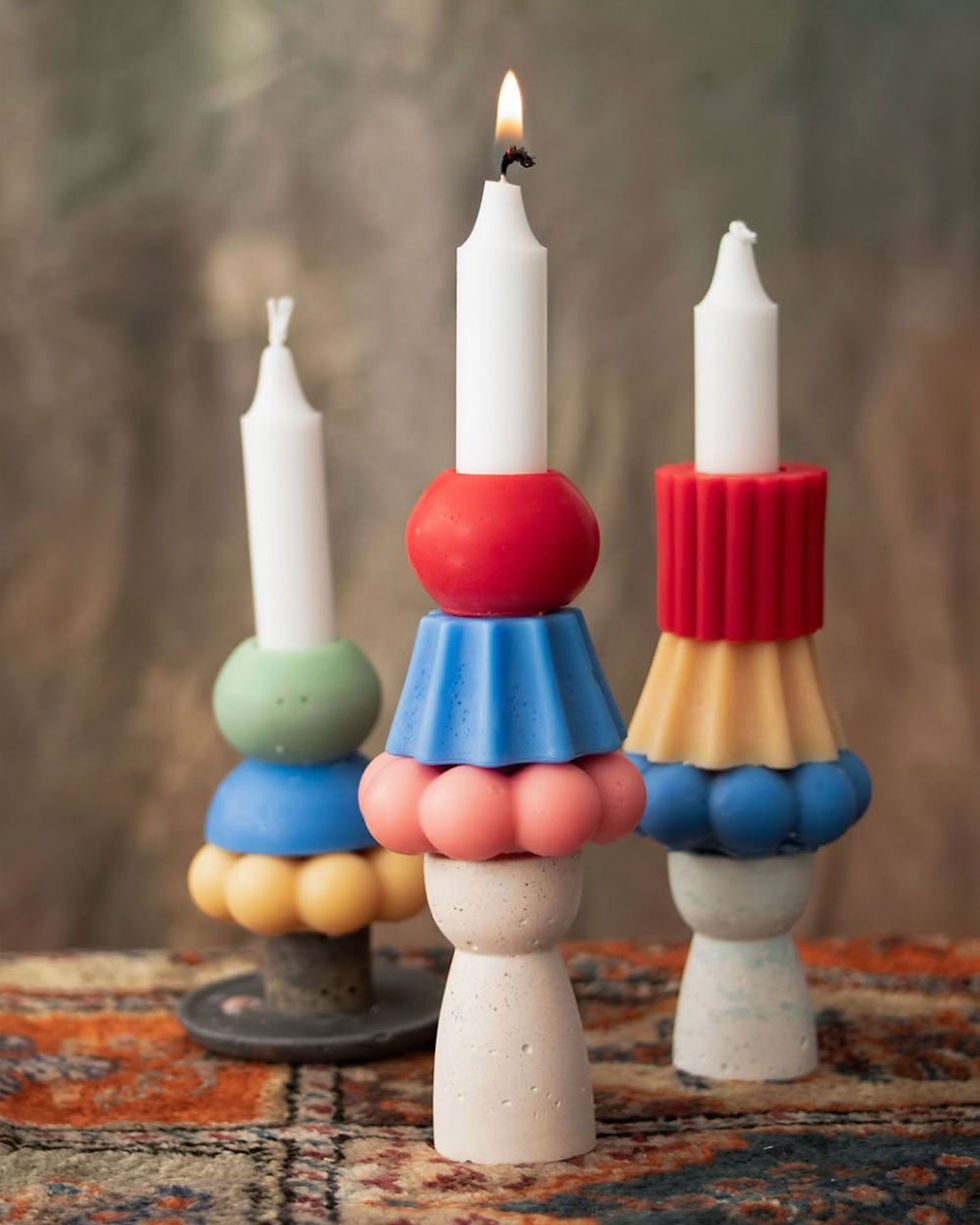 Miniatura: Portavelas de concreto pedestal