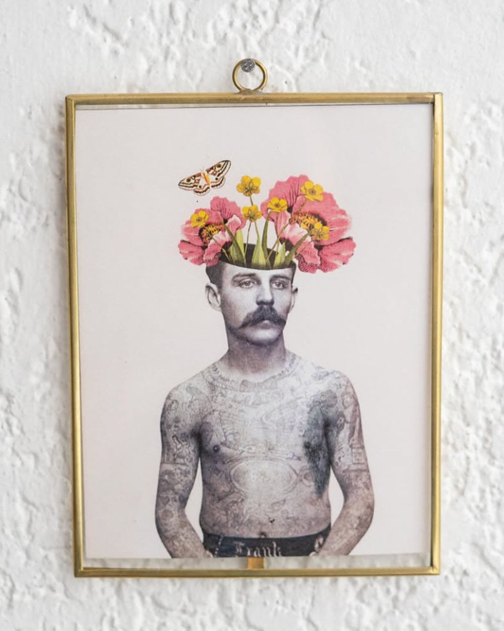 Ilustración collage hipster enmarcada