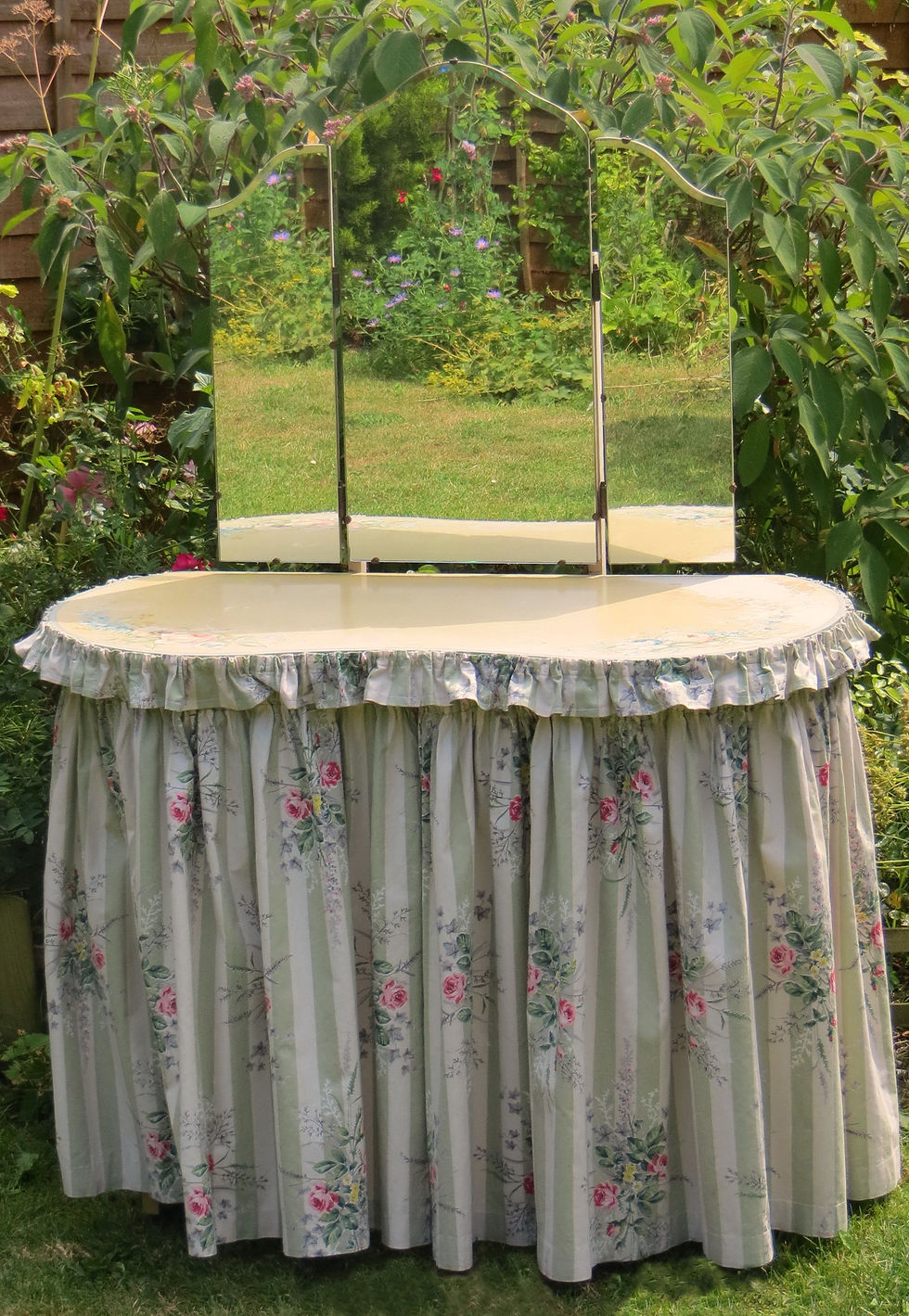 Thumbnail: 1930's Painted Floral Dressing Table Curtains