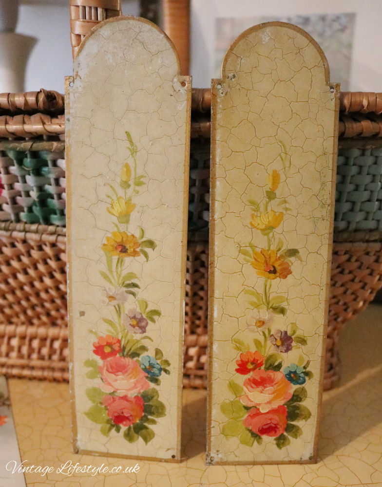 Pair of enamel Painted Door plates crackle finish