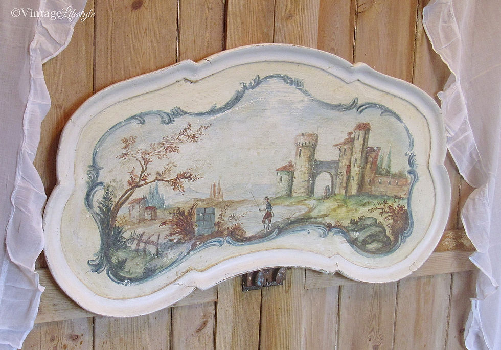 Thumbnail: Hand Painted French Tray Vintage