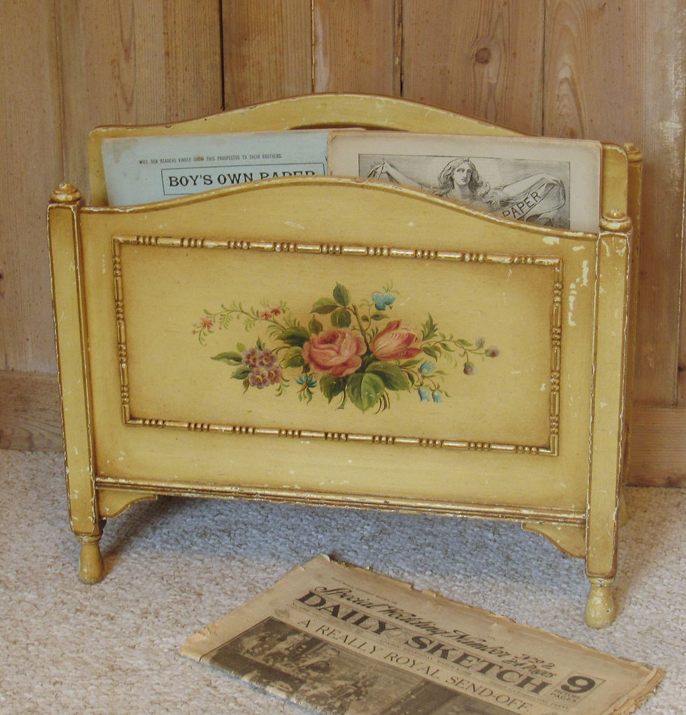 Thumbnail: 1930's hand painted magazine rack holder front