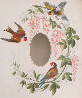 Thumbnail: Victorian Birds Photo Mount Antique Close up