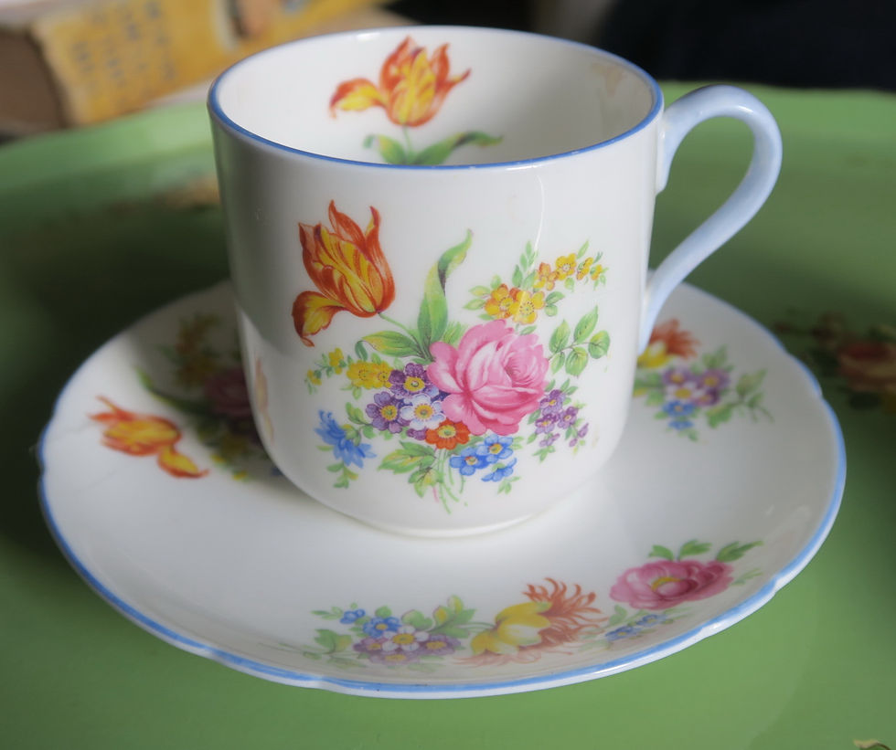 Thumbnail: Shelley Crocus and Rose Spray Cups & Saucers