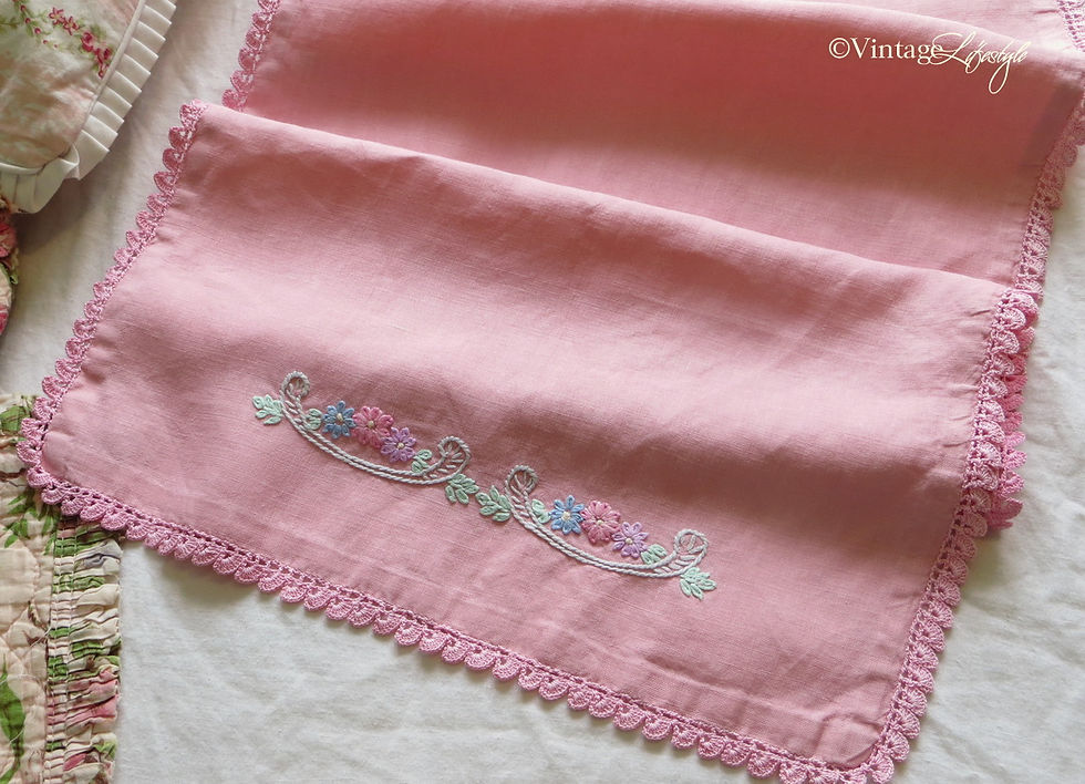 Thumbnail: Pink Linen Embroidered Cloth