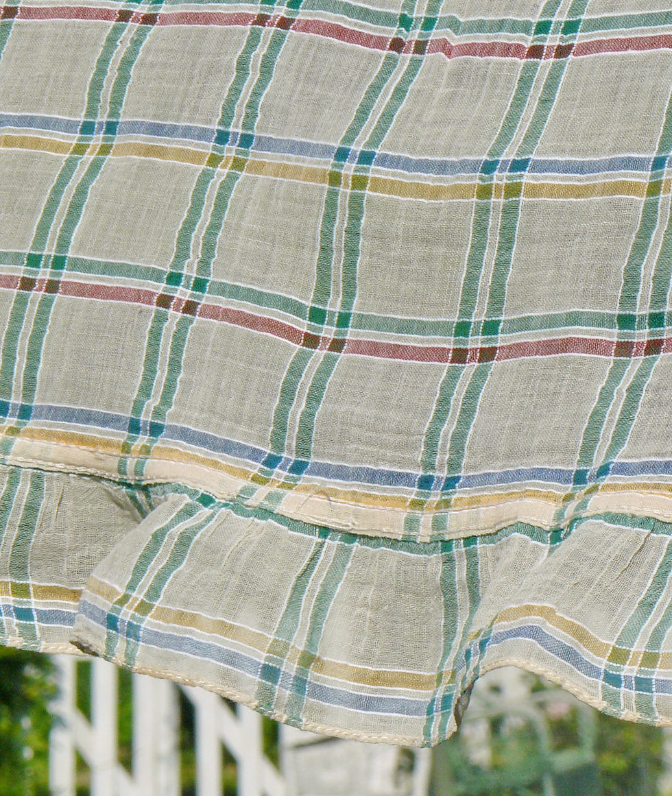 Thumbnail: French Check Ruffled Muslin Fabric sheer