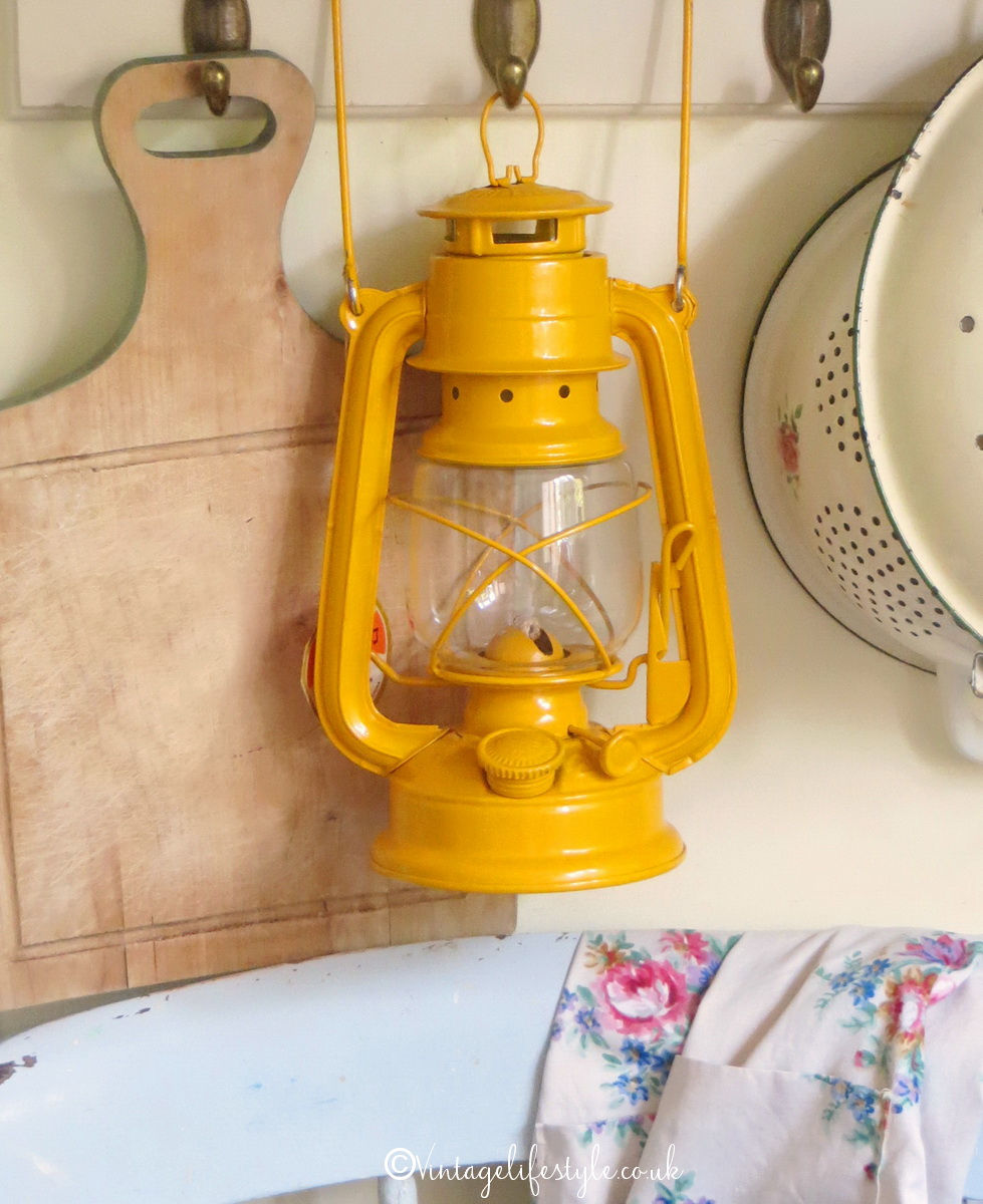Yellow Enameled vintage Lantern