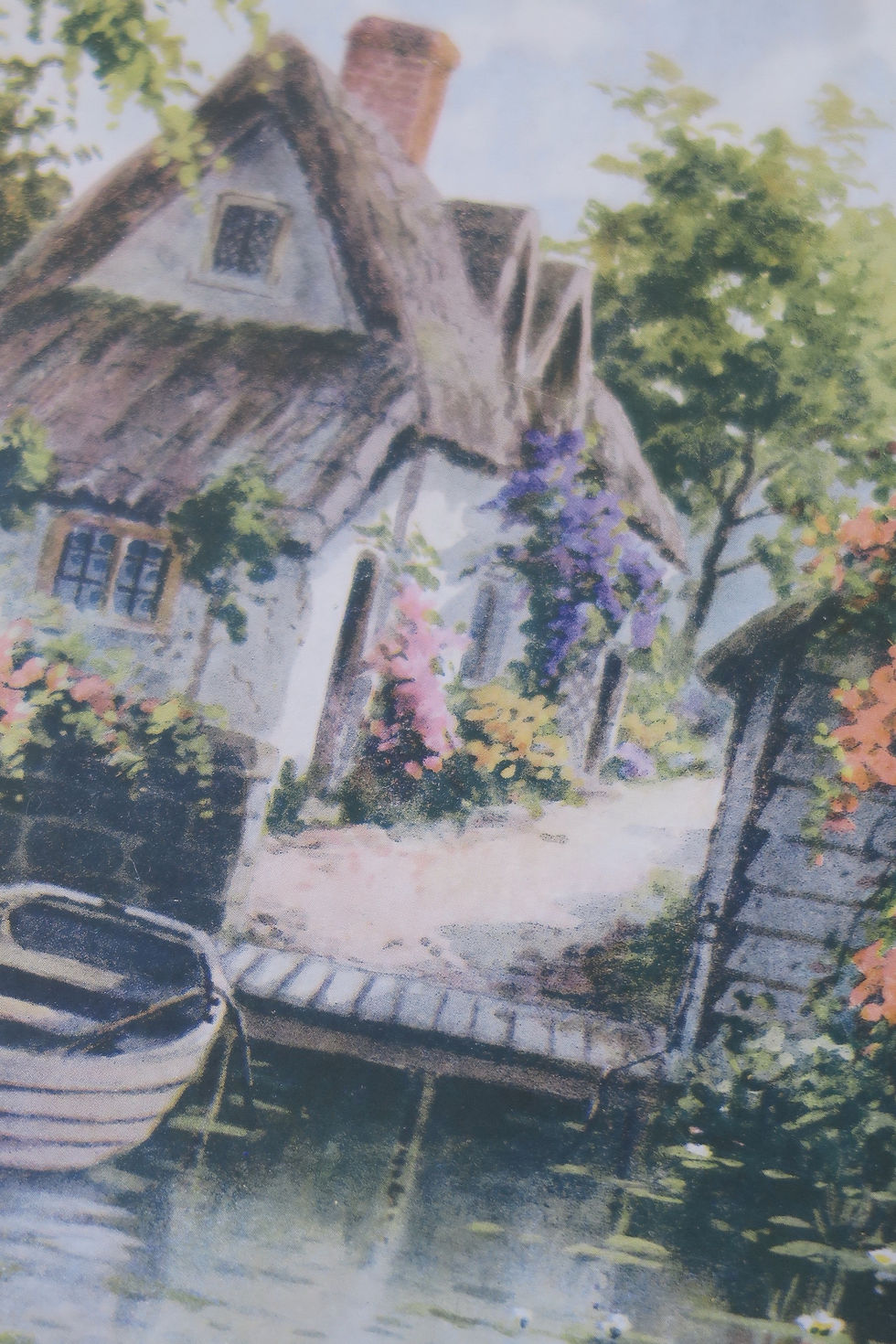Thumbnail: Vintage roses cottage waterside print