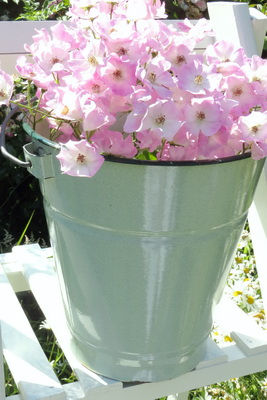 Thumbnail: 'Duck Egg' Speckled Enamel Bucket flowers