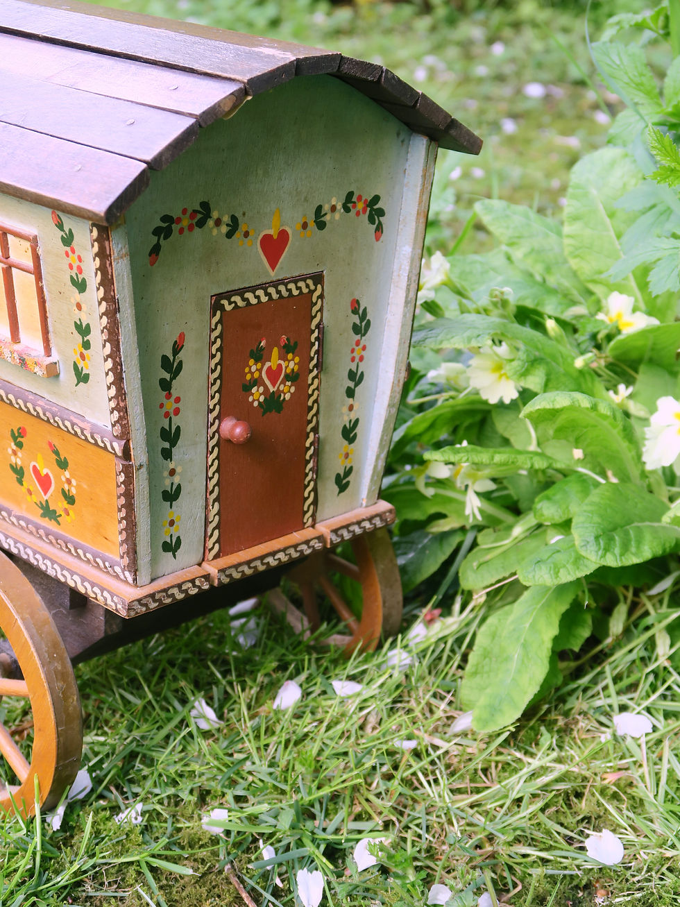Thumbnail: Vintage Folk Art Caravan Hand Painted Back door