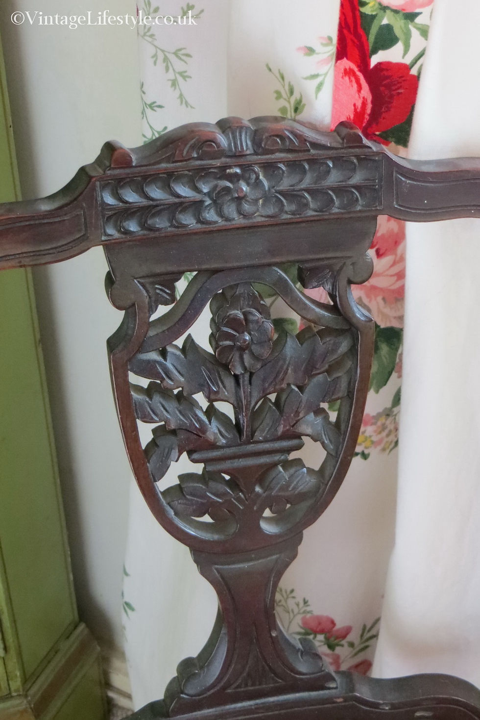 Thumbnail: Victorian Roses Needlepoint Chair carving detail