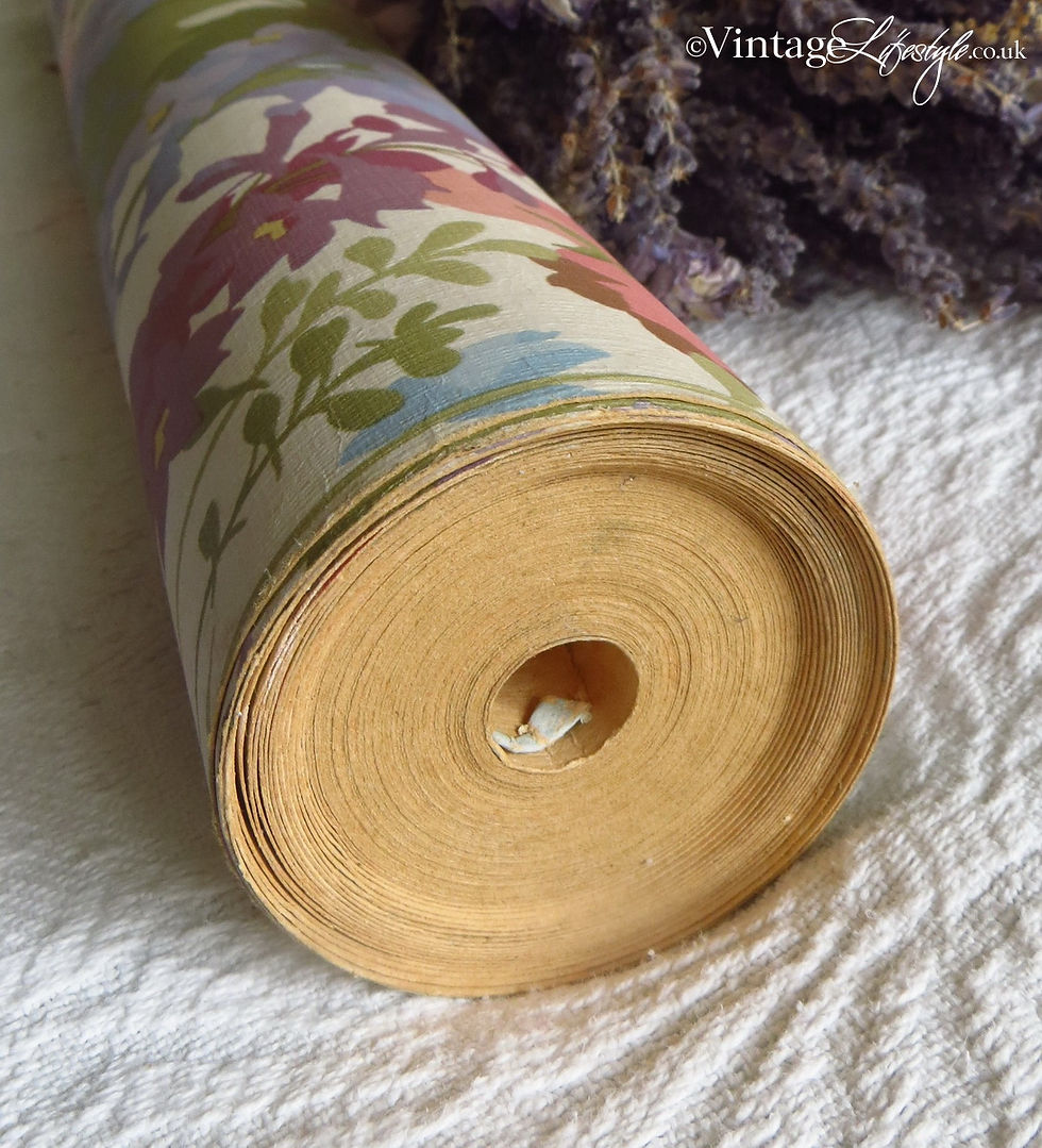 Thumbnail: vintage Sanderson Floral Wallpaper Roll