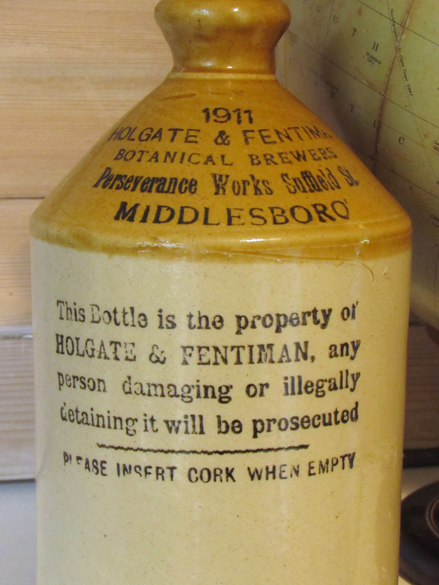 Holgate and Fentiman's antique Stoneware Flagon