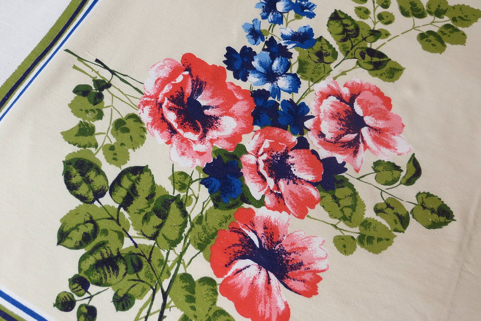Thumbnail: Roses and Delphiniums Tablecloth Detail