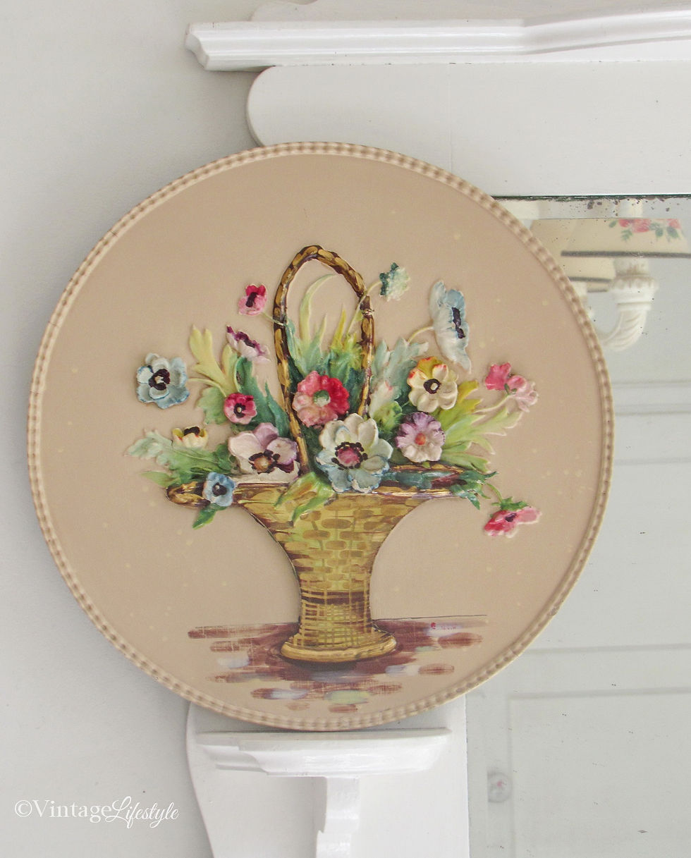 Thumbnail: 1930's Floral Barbola wall plaque