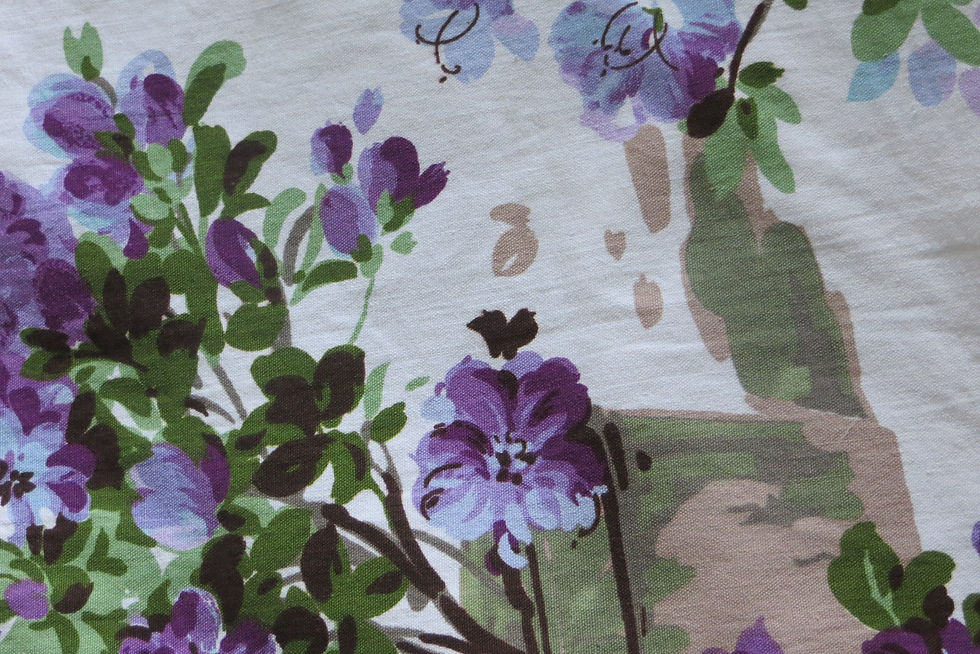 Thumbnail: Sanderson 1957 Potted Lilac Azalea Fabric close up