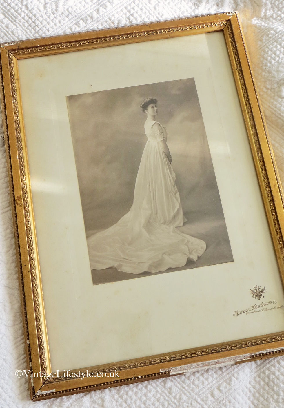 Thumbnail: Beautiful Edwardian Lady Framed Portrait Harrod's