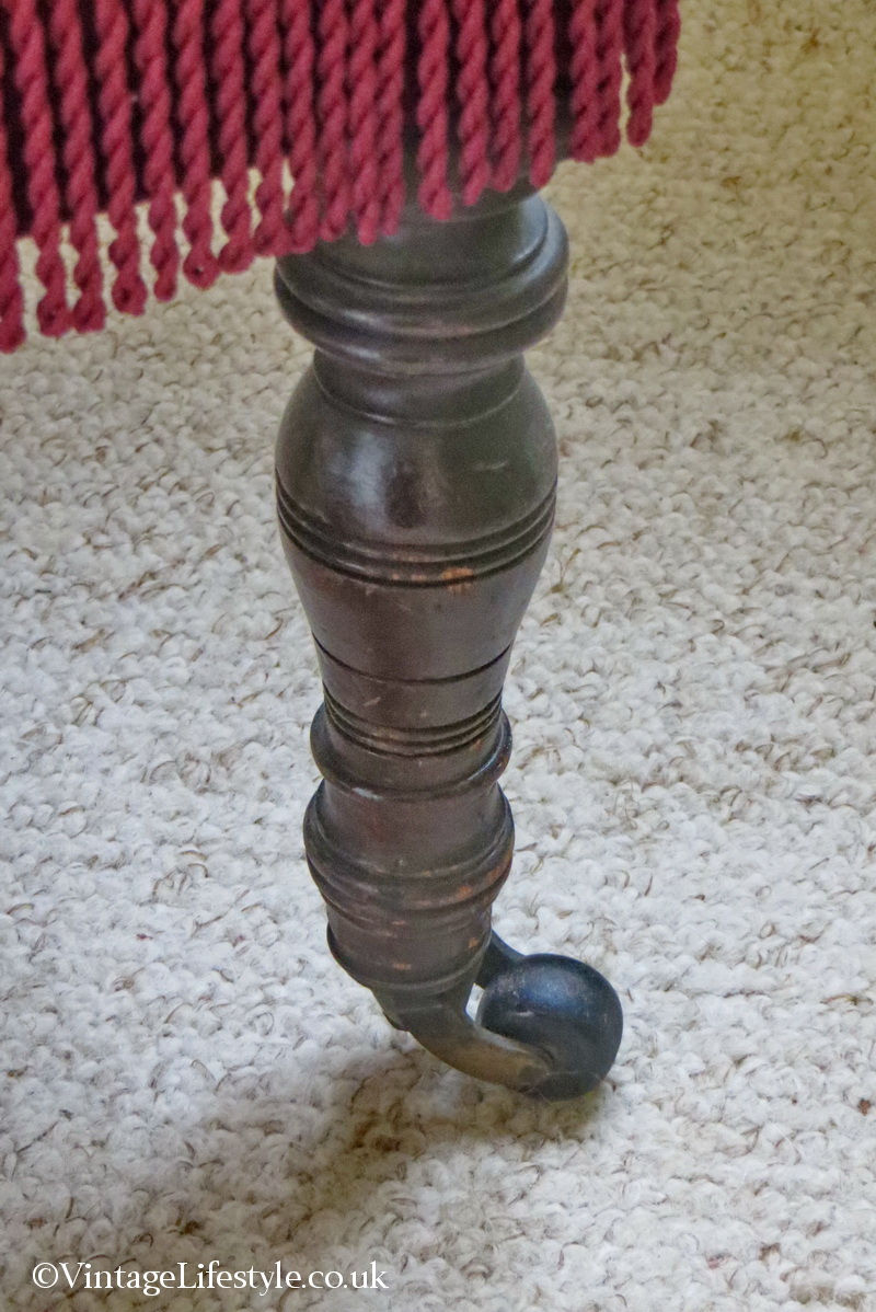 Thumbnail: Victorian Roses Needlepoint Chair Turned Leg caster feet