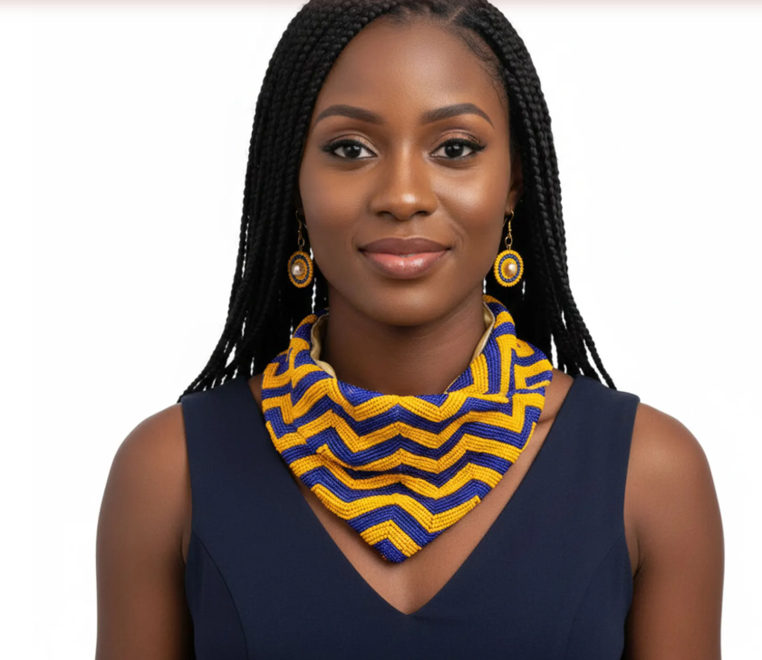 Gold and Blue Chevron Scarf Set (PT)