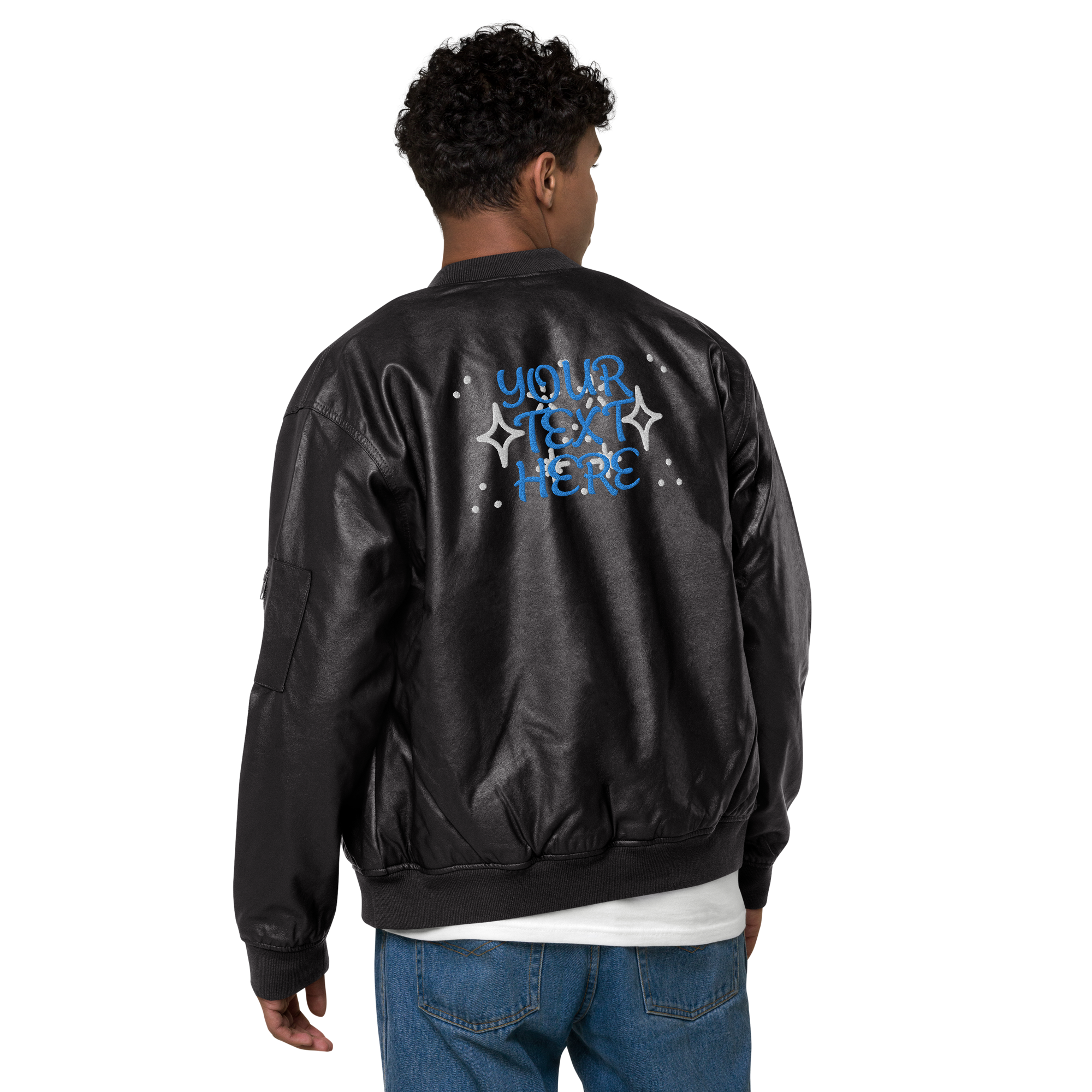 Hium JACKET i1124 [Embroidery Leather Bomber]