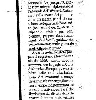 Sentenza del Tribunale del Lavoro promossa da A.S.U.