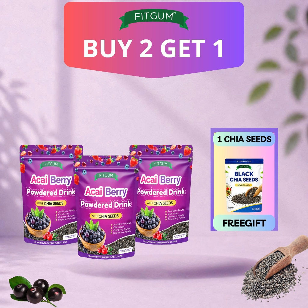 Fitgum Acai Berry Juice with Chia Seeds For Lose Weight, Body Detox - Fitgum