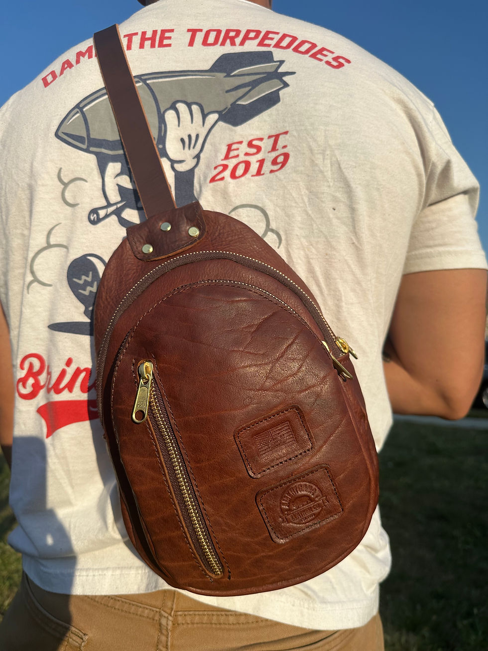 Thumbnail: Bison Sling Bag - Newbury Leathers 