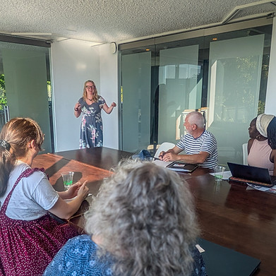 Kaylie Moore executive leadership coach running a group session