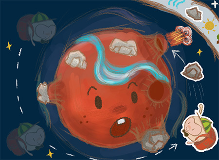 Early Pluto game concept sketch, second view