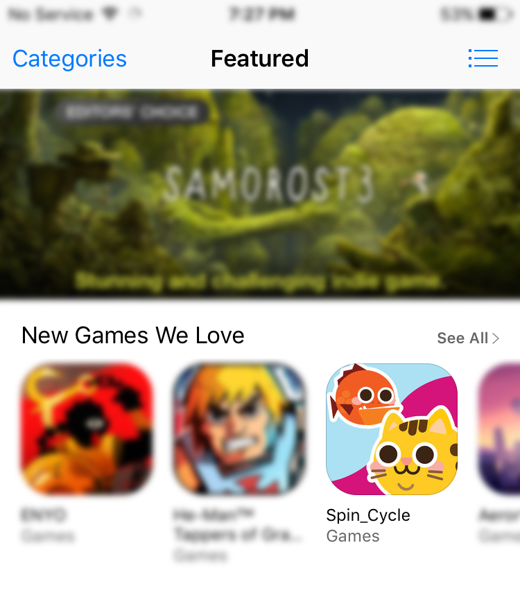 Spin Cycle featured on the Apple App Store