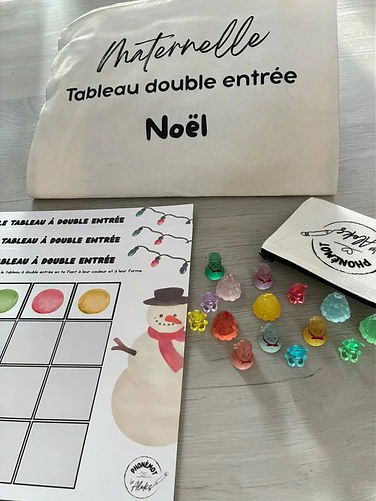 Mathématiques tableau à double entrée : Noël - Maternelles