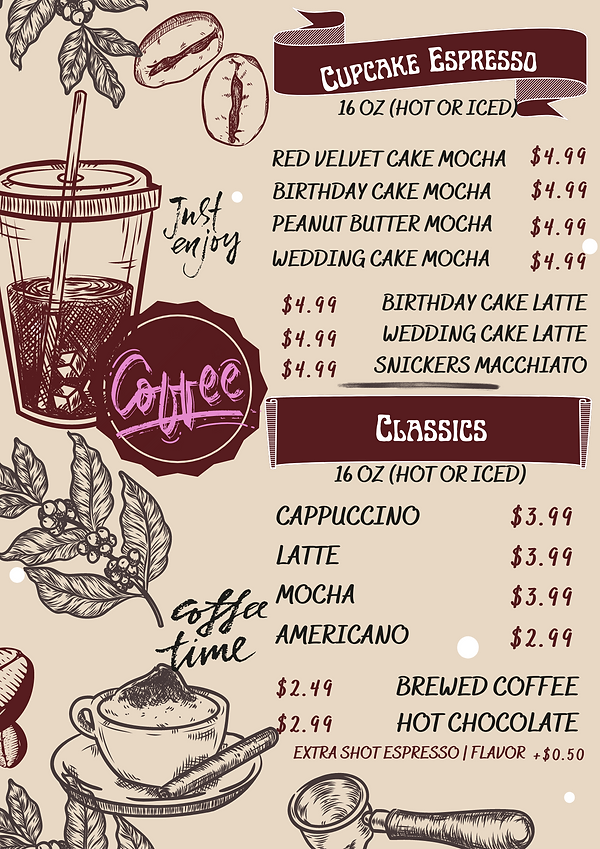 Smallcakes Coffee Espresso Menu