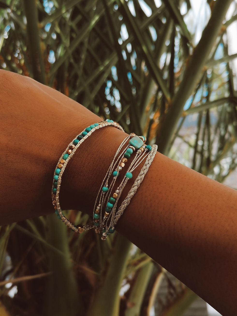 Thumbnail: QUINTANA - Bracelet Wrap pierres naturelles - Femme