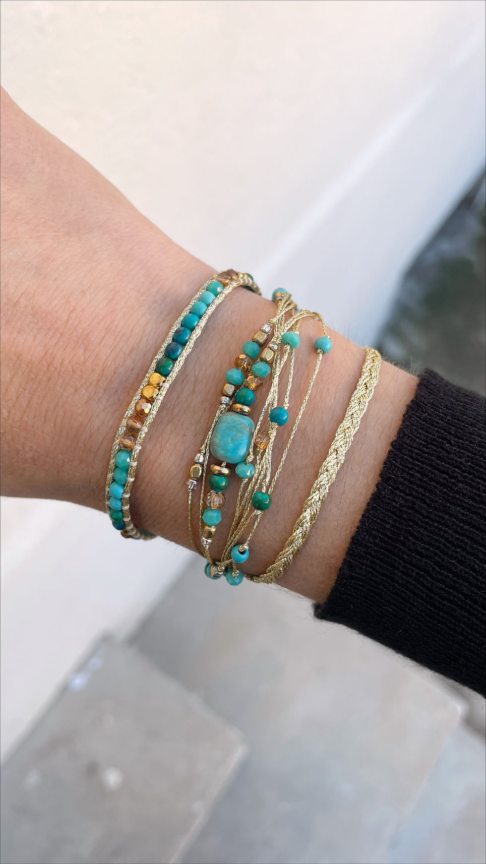 Thumbnail: QUINTANA - Bracelet Wrap pierres naturelles - Femme