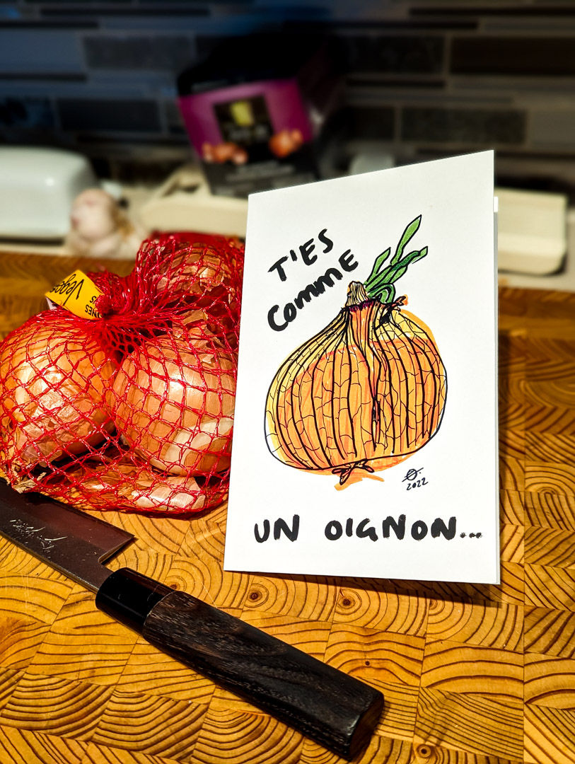 Thumbnail: Drole carte de voeux insultant legume jardin en francais par Studio Oddball a Montreal