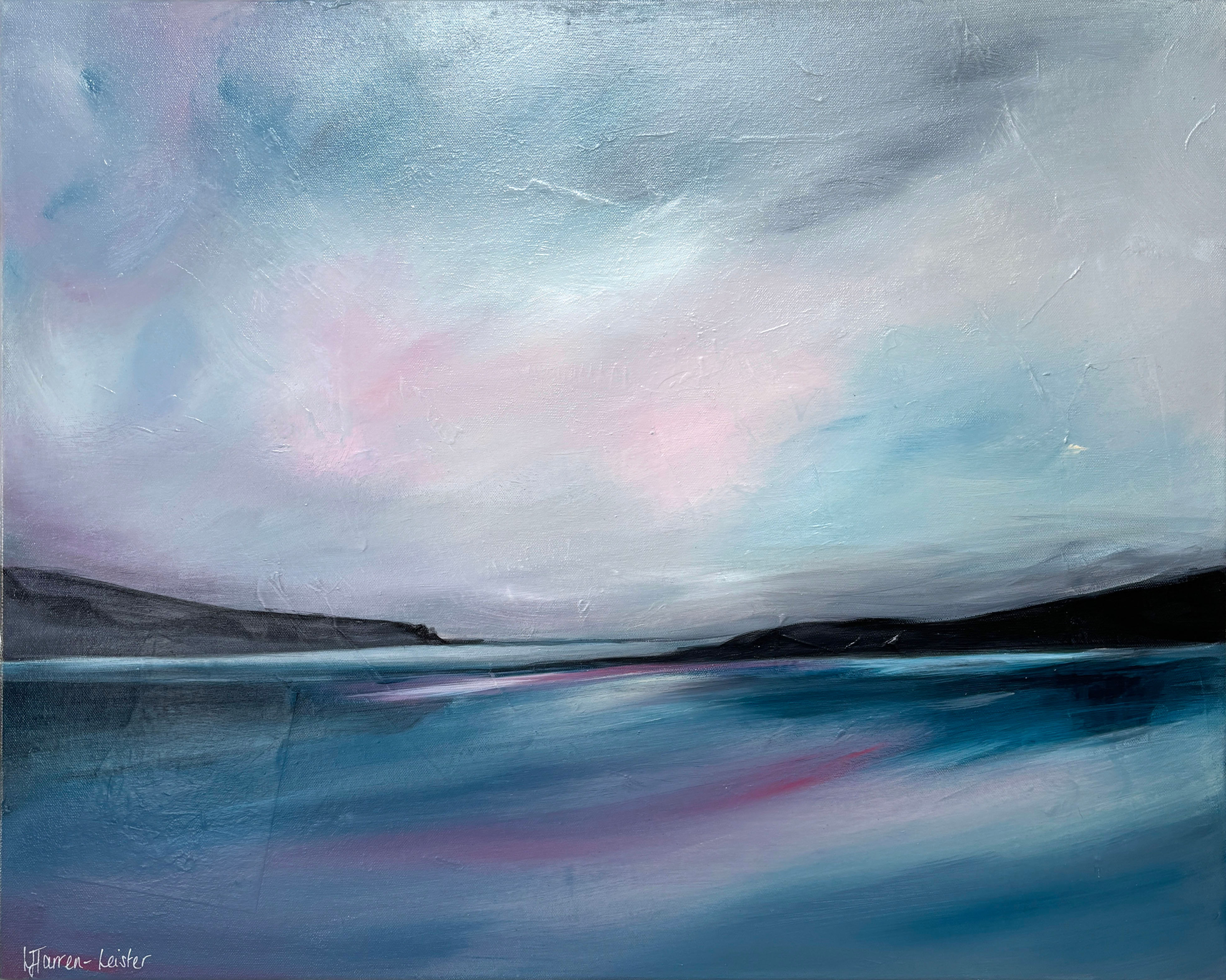 Polperro Cornwall Seascape modern Decor in moody blues & purples