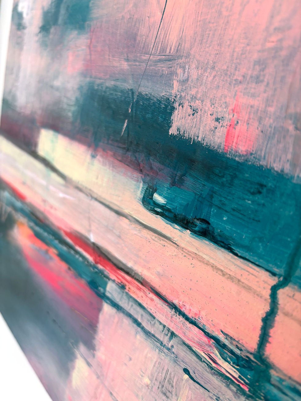 Thumbnail: Contemporary Modern square painting in bright pinks & blues